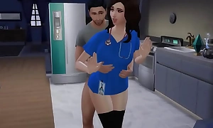 Teen nurse gets triple creampie from her step brother (Sims4)