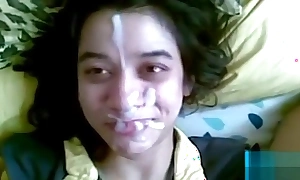 Youthful Indian teen lets chunky fellow-man run there his cream on her face