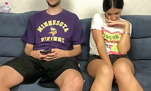 Step Sister Spotted Step Brothers Big Dick Skim through Shorts And Couldn't Resist! Mutual Handjob Orgasm
