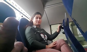 Exhibitionist seduces Milf to Drag inflate & Idiot ruin his Dick in Bus